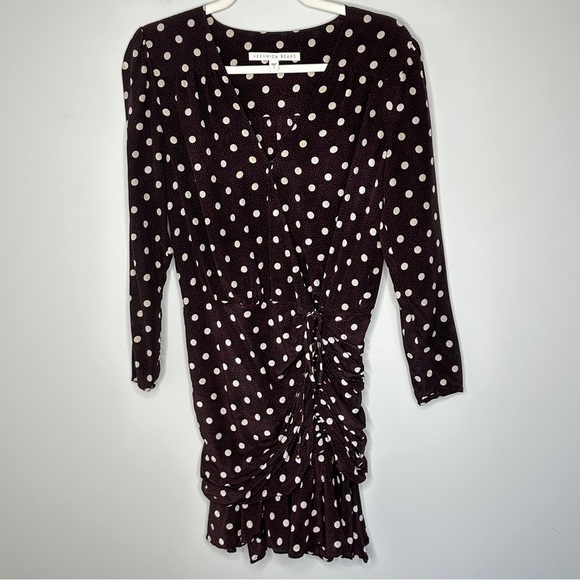 Vernoica Beard Size 2‎ Silk Lou Lou Ruched Flounce Mini Dress Quiet Luxury Clean - Picture 7 of 15